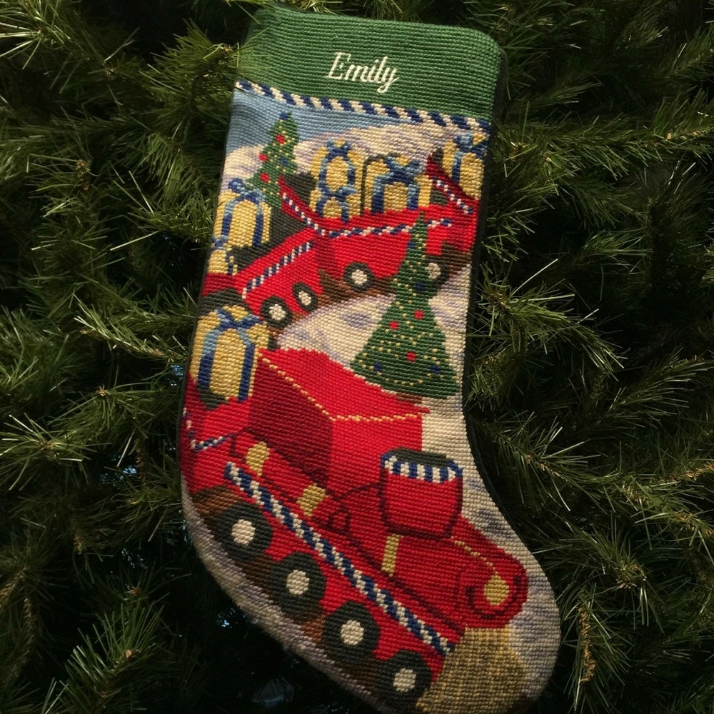 Lands End Needlepoint Christmas Stocking